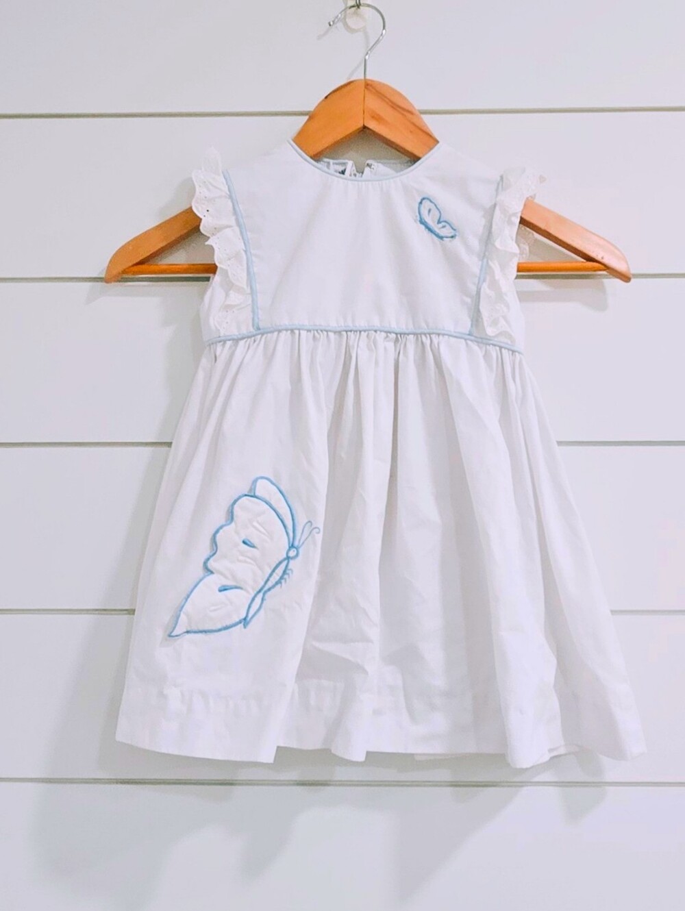 Vintage Paprika by Eva Carleton Girls White Butterfly Dress Size 4